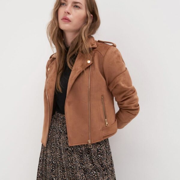 Faux suede biker jacket